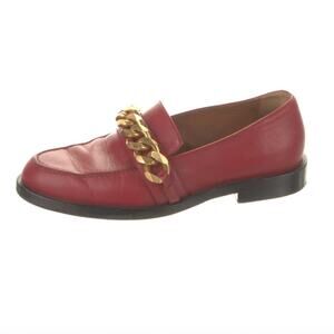 GIVENCHY - Red Leather Chain-Link Accents Loafers